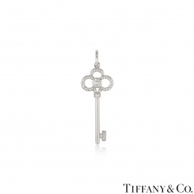 Tiffany & Co. White Gold Diamond Crown Key Pendant Tiffany & Co. White Gold Diamond Crown Key Pendant